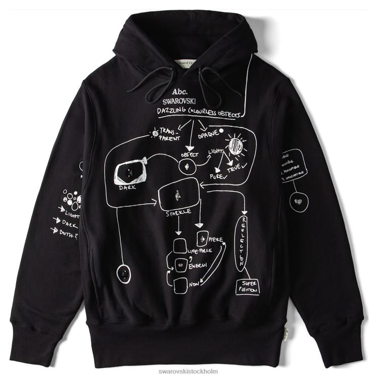 Swarovski bländande färglösa föremål hoodie P28L1509 hoodies svart