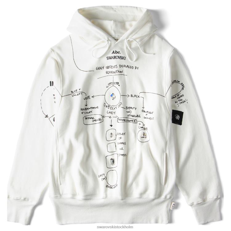 Swarovski gråa föremål förskjutna av refraktionshoodien P28L1513 hoodies vit