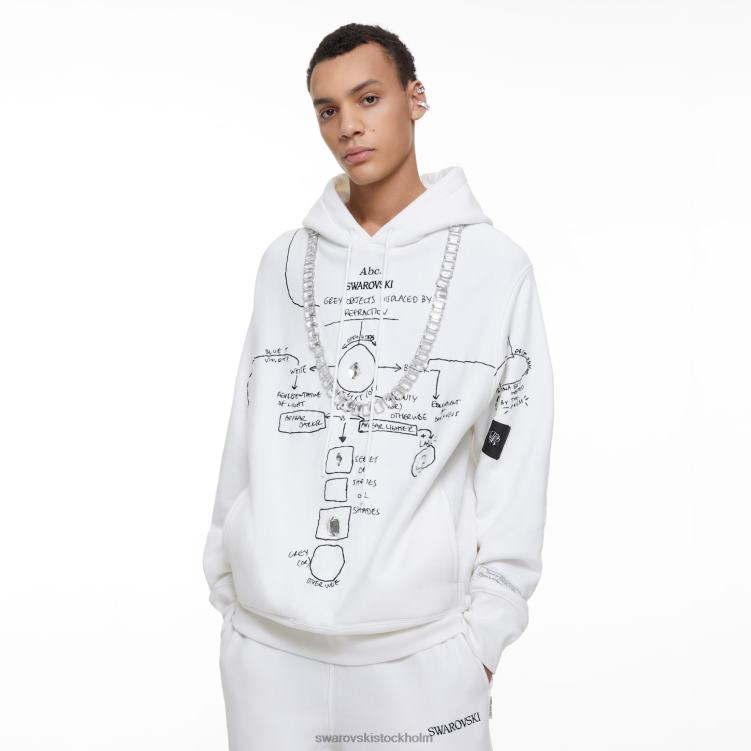 Swarovski gråa föremål förskjutna av refraktionshoodien P28L1513 hoodies vit