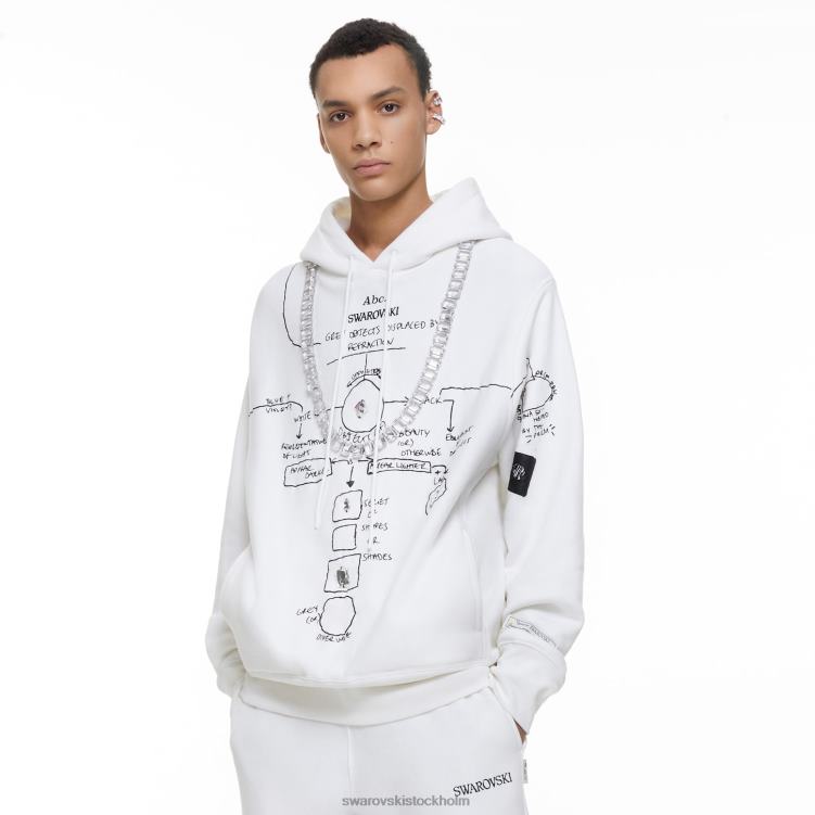 Swarovski gråa föremål förskjutna av refraktionshoodien P28L1513 hoodies vit
