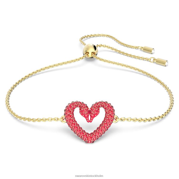 Swarovski ett armband P28L532 Smycken hjärta, rött, guldfärgad