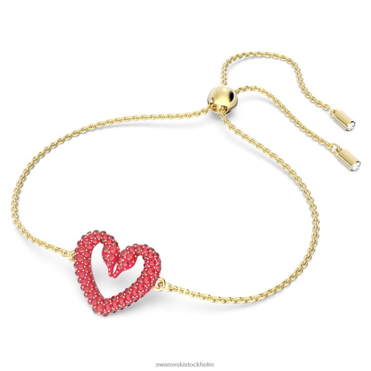 Swarovski ett armband P28L532 Smycken hjärta, rött, guldfärgad