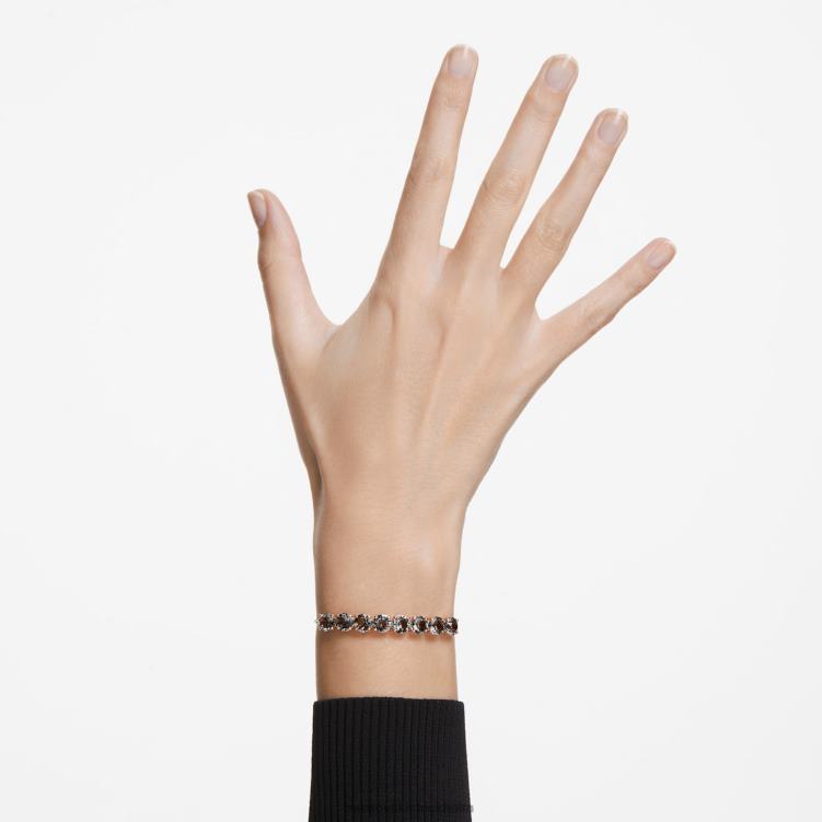 Swarovski exalta armband P28L536 Smycken rund skuren, svart, roséguld pläterad