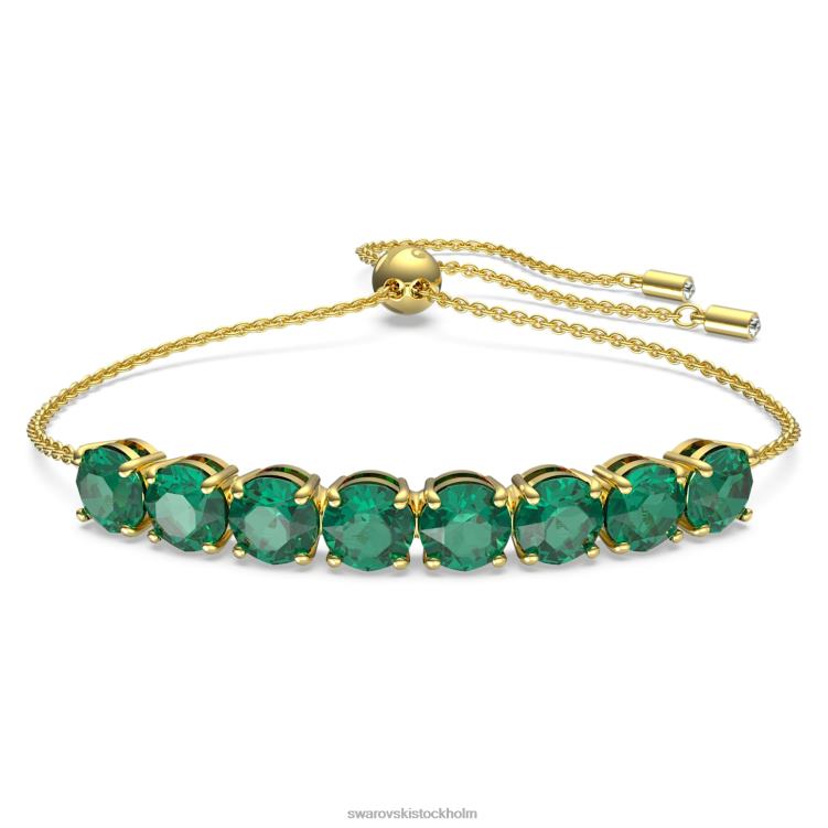 Swarovski exalta armband P28L537 Smycken rund skärning, grön, guldfärgad