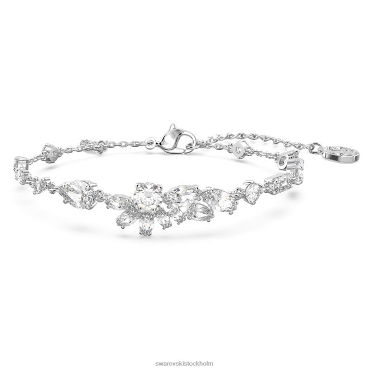 Swarovski gema armband P28L476 Smycken blandade snitt, blomma, vit, rodiumpläterad