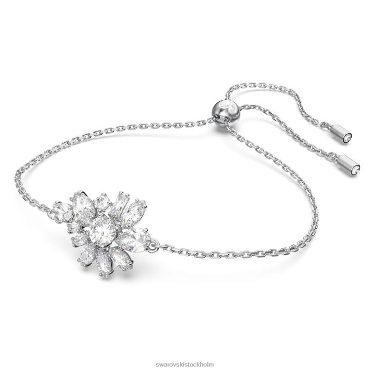 Swarovski gema armband P28L495 Smycken blandade snitt, blomma, vit, rodiumpläterad