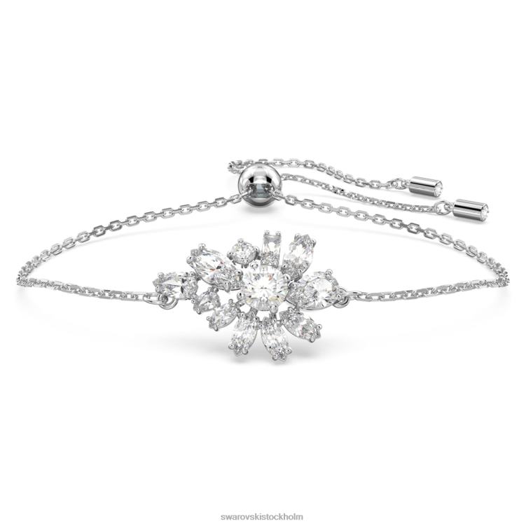 Swarovski gema armband P28L531 Smycken blandade snitt, blomma, vit, rodiumpläterad