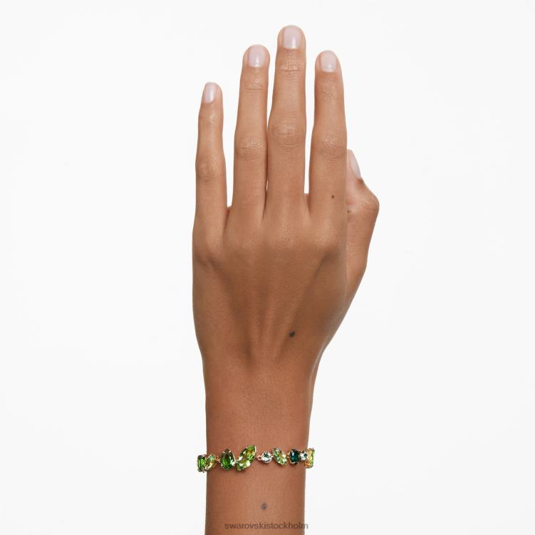 Swarovski gema armband P28L534 Smycken blandade snitt, grön, guldfärgad