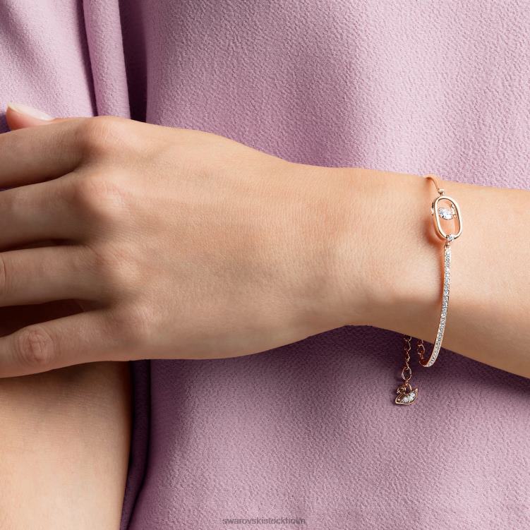 Swarovski glittrande dansarmband P28L614 Smycken rund skuren, oval form, vit, roséguld pläterad