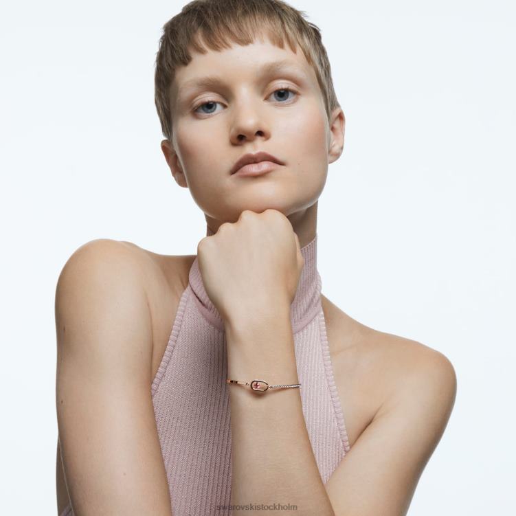 Swarovski glittrande dansarmband P28L647 Smycken rund skuren, oval form, röd, roséguld pläterad
