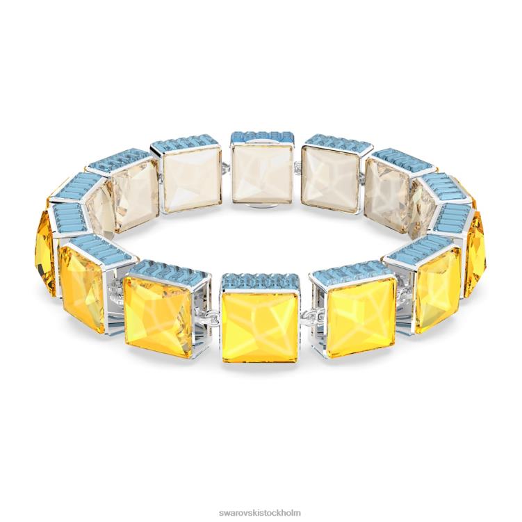 Swarovski orbita armband P28L541 Smycken magnetisk stängning, fyrkantsskuren, flerfärgad, rodiumpläterad