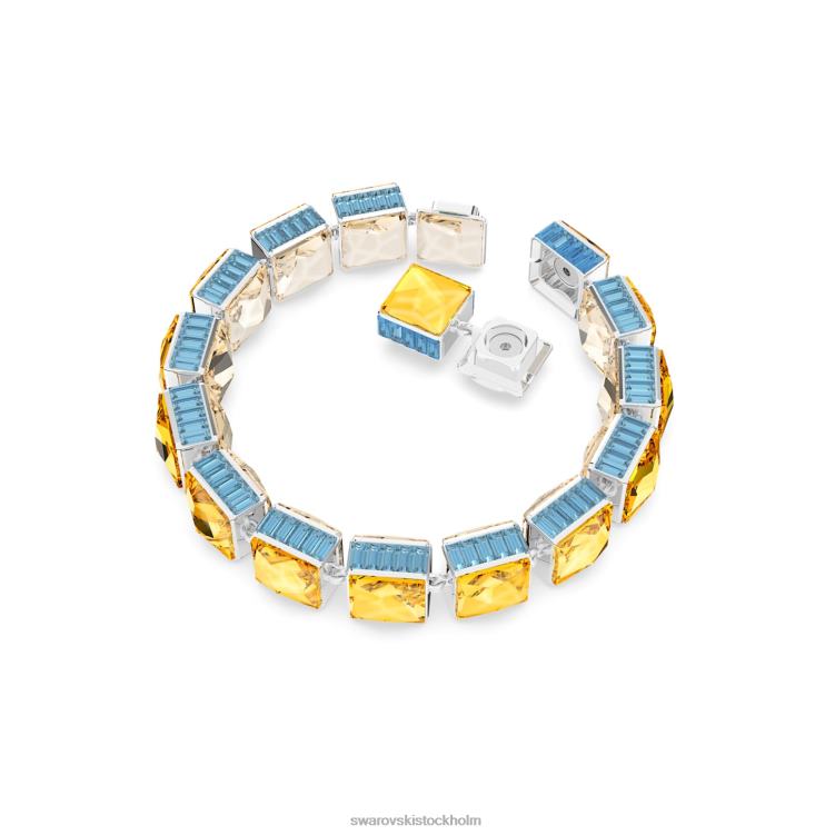 Swarovski orbita armband P28L541 Smycken magnetisk stängning, fyrkantsskuren, flerfärgad, rodiumpläterad