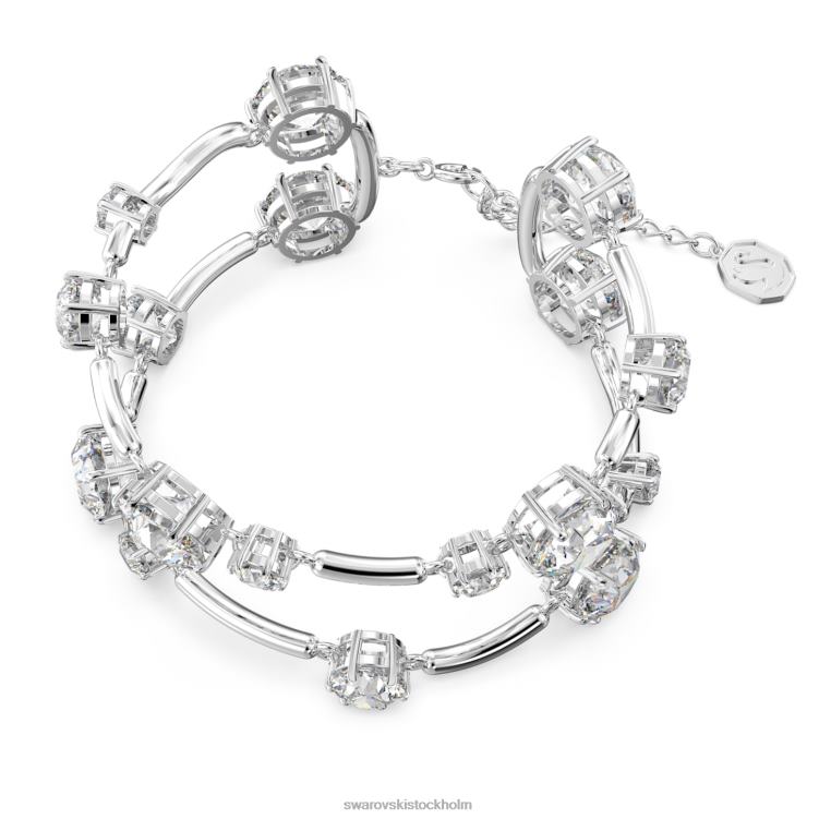 Swarovski Constella dubbel armring P28L612 Smycken rund skuren, vit, rodiumpläterad