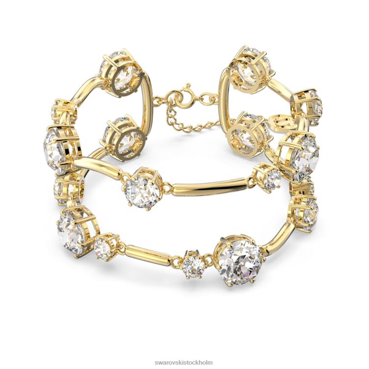 Swarovski Constella dubbel armring P28L625 Smycken rund skuren, vit, guldfärgad