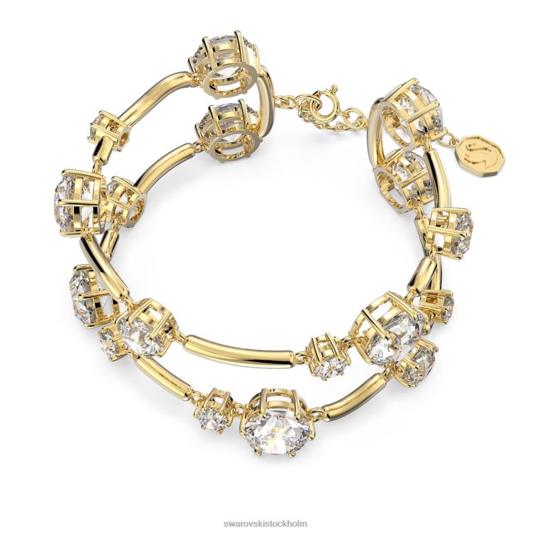 Swarovski Constella dubbel armring P28L625 Smycken rund skuren, vit, guldfärgad