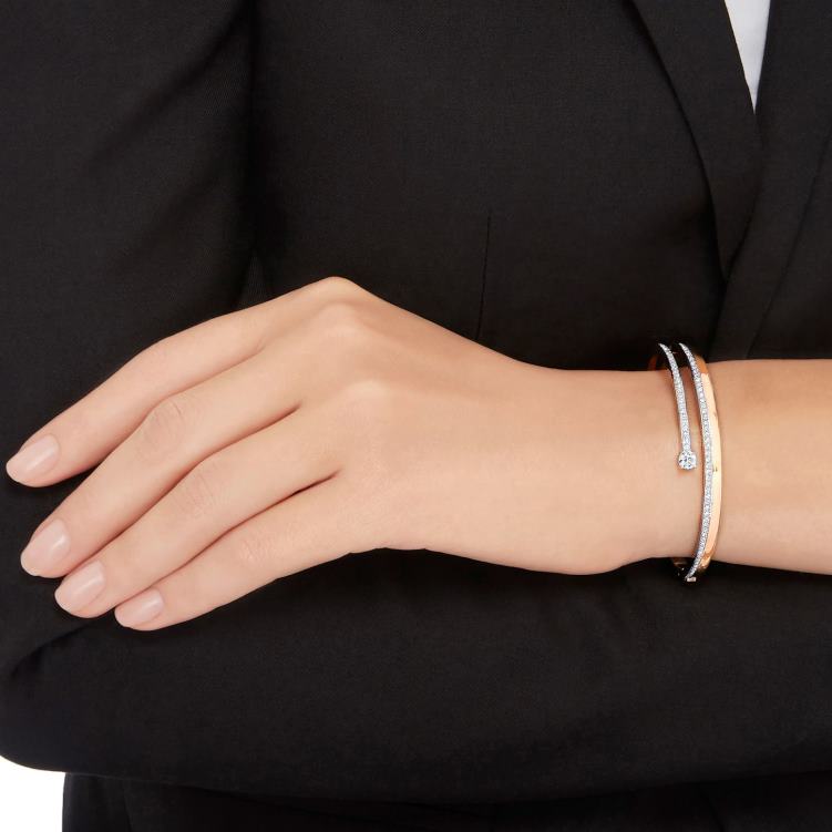Swarovski fräsch armring P28L623 Smycken rund skuren, vit, roséguld pläterad