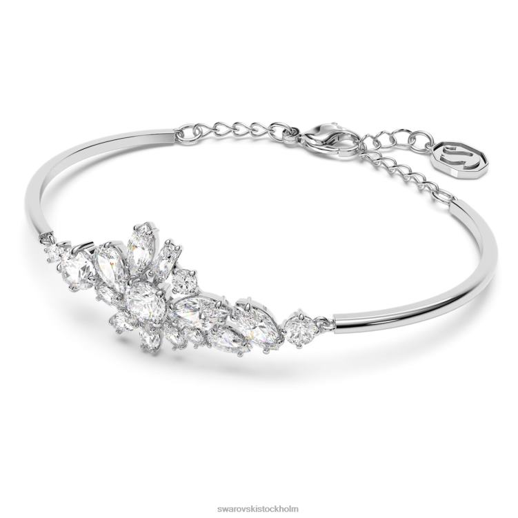 Swarovski gema armring P28L607 Smycken blandade snitt, blomma, vit, rodiumpläterad