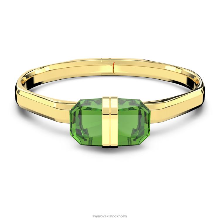 Swarovski genomskinlig armring P28L606 Smycken magnetisk stängning, grön, guldfärgad finish