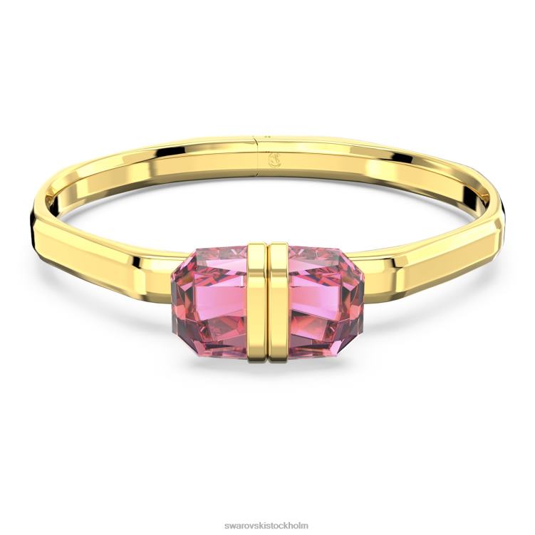 Swarovski genomskinlig armring P28L617 Smycken magnetisk stängning, rosa, guldfärgad
