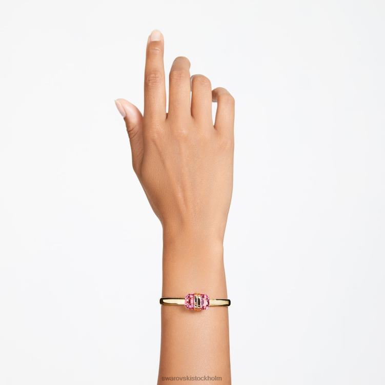 Swarovski genomskinlig armring P28L617 Smycken magnetisk stängning, rosa, guldfärgad