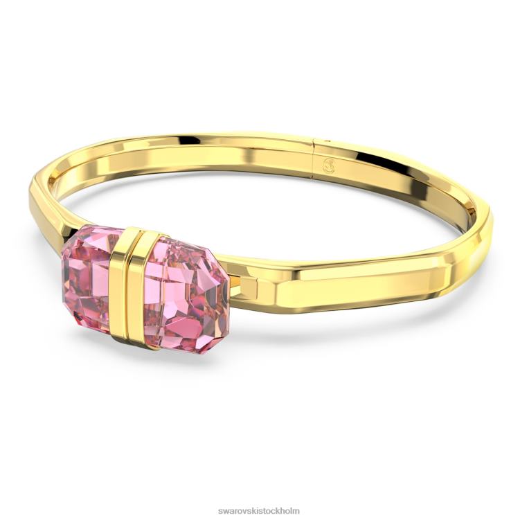 Swarovski genomskinlig armring P28L617 Smycken magnetisk stängning, rosa, guldfärgad