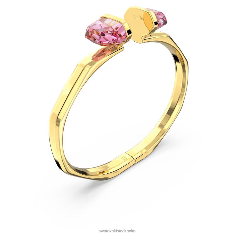 Swarovski genomskinlig armring P28L617 Smycken magnetisk stängning, rosa, guldfärgad