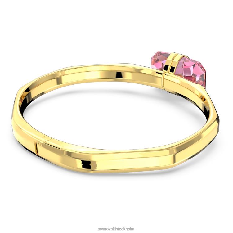 Swarovski genomskinlig armring P28L617 Smycken magnetisk stängning, rosa, guldfärgad