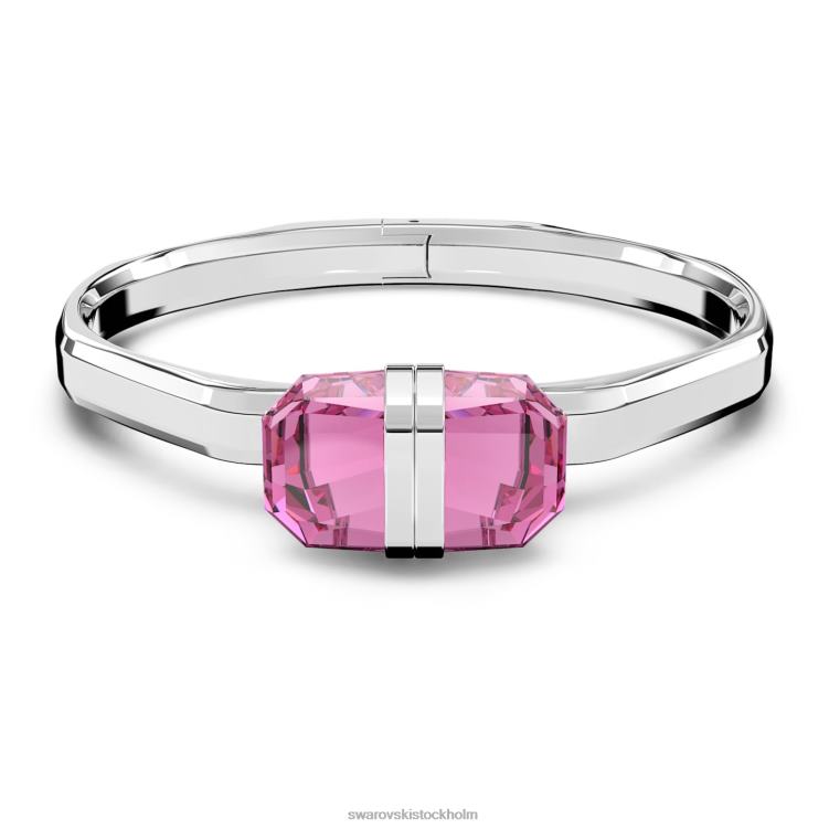 Swarovski genomskinlig armring P28L618 Smycken magnetisk stängning, rosa, rostfritt stål
