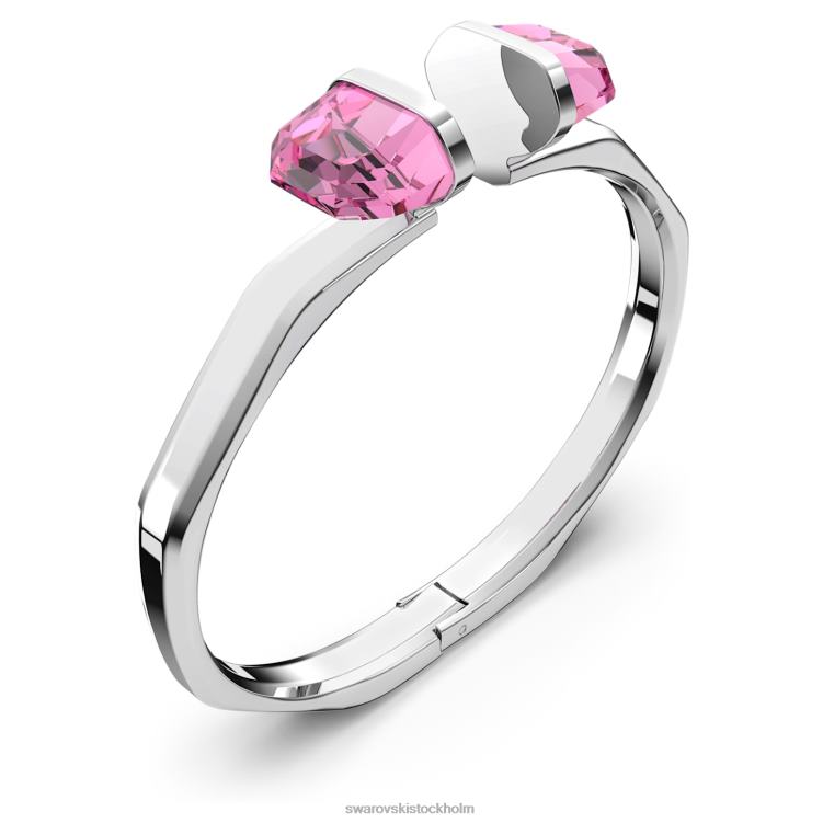 Swarovski genomskinlig armring P28L618 Smycken magnetisk stängning, rosa, rostfritt stål