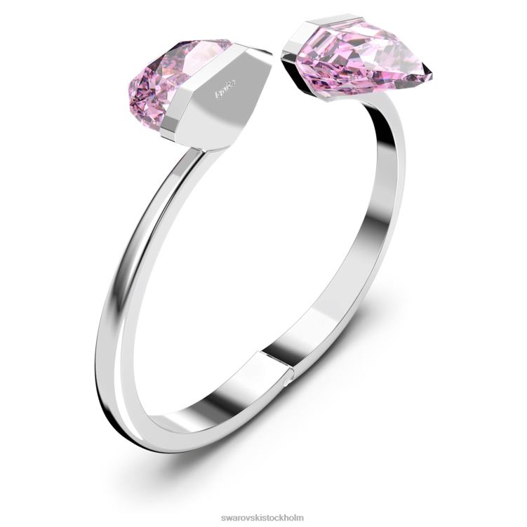 Swarovski genomskinlig armring P28L638 Smycken magnetisk stängning, överdimensionerad kristall, rosa, rostfritt stål
