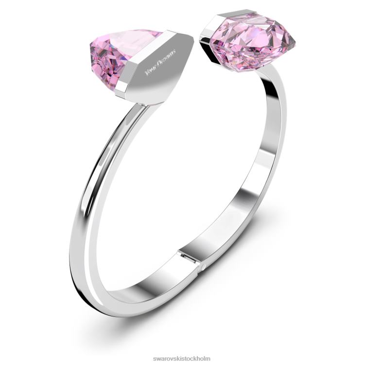 Swarovski genomskinlig armring P28L638 Smycken magnetisk stängning, överdimensionerad kristall, rosa, rostfritt stål