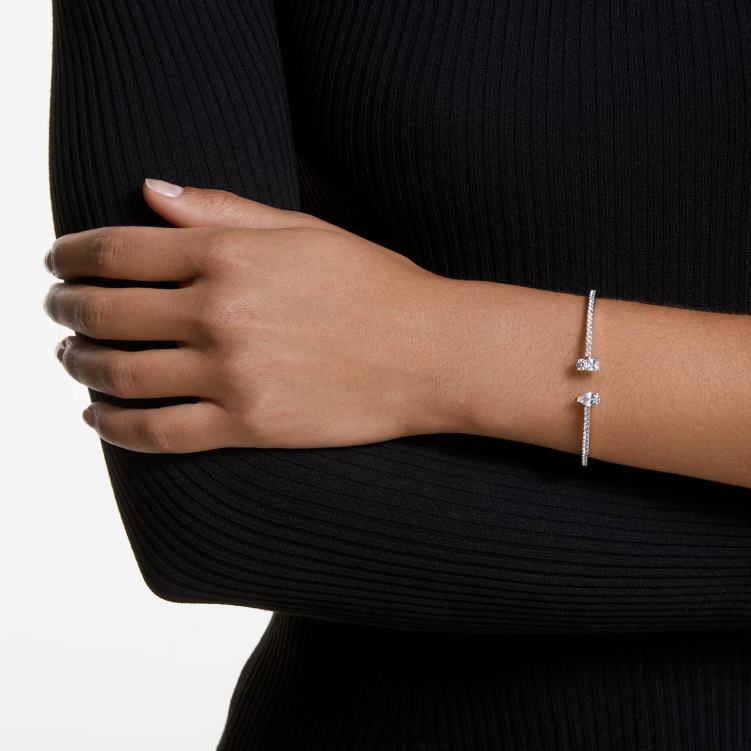 Swarovski locka manschett P28L596 Smycken blandade snitt, vita, rodiumpläterade