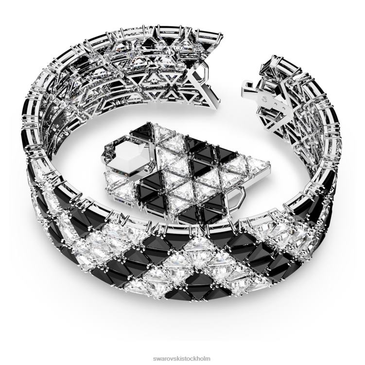 Swarovski ortyx manschett P28L609 Smycken triangelskuren, svart, rodiumpläterad