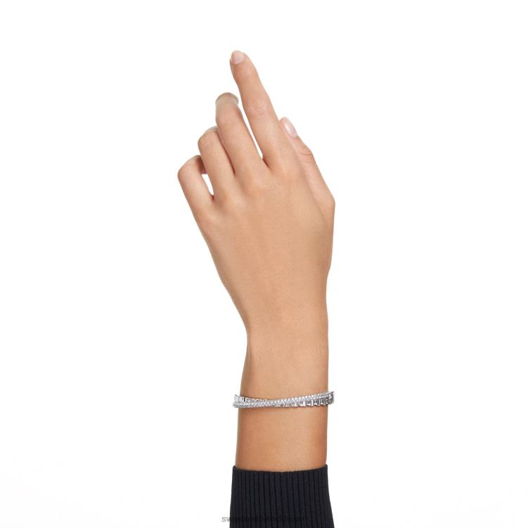 Swarovski roterande armring P28L610 Smycken blandade snitt, vita, rodiumpläterade