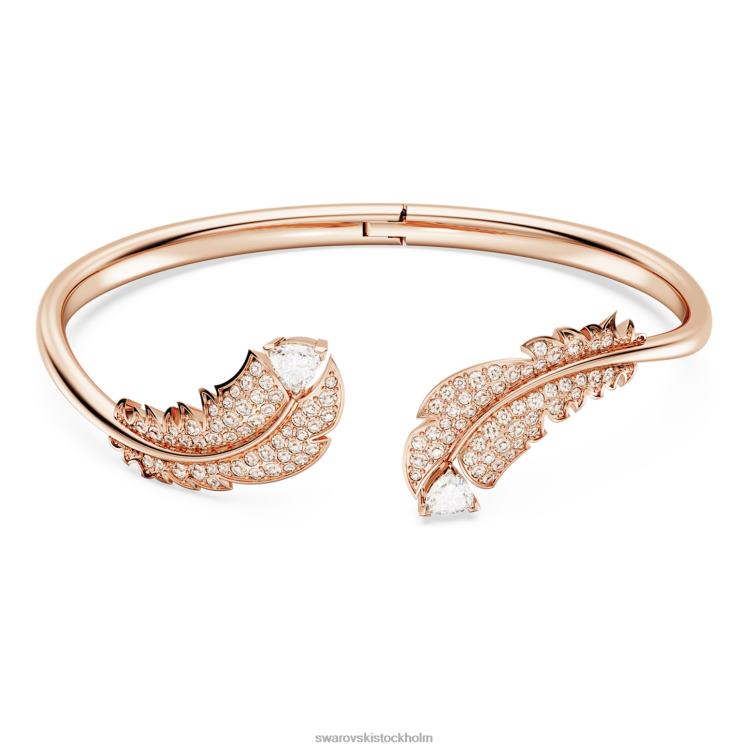 Swarovski snygg armring P28L632 Smycken fjäder, vit, roséguld pläterad