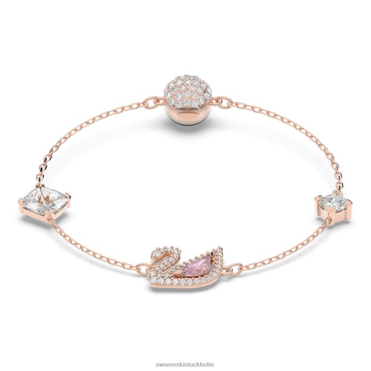 Swarovski bländande svanarmband P28L421 Smycken magnetisk stängning, svan, rosa, roséguld pläterad