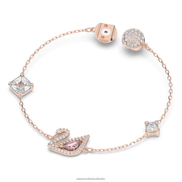 Swarovski bländande svanarmband P28L421 Smycken magnetisk stängning, svan, rosa, roséguld pläterad