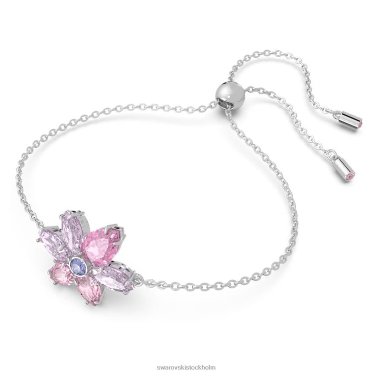 Swarovski gema armband P28L417 Smycken blandade snitt, blomma, rosa, rodiumpläterad