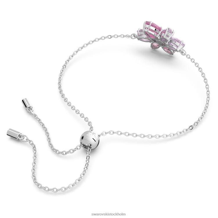 Swarovski gema armband P28L417 Smycken blandade snitt, blomma, rosa, rodiumpläterad