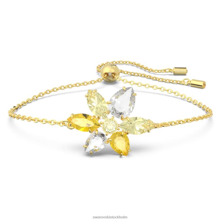 Swarovski gema armband P28L418 Smycken blandade snitt, blomma, gul, guldfärgad
