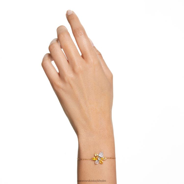 Swarovski gema armband P28L418 Smycken blandade snitt, blomma, gul, guldfärgad