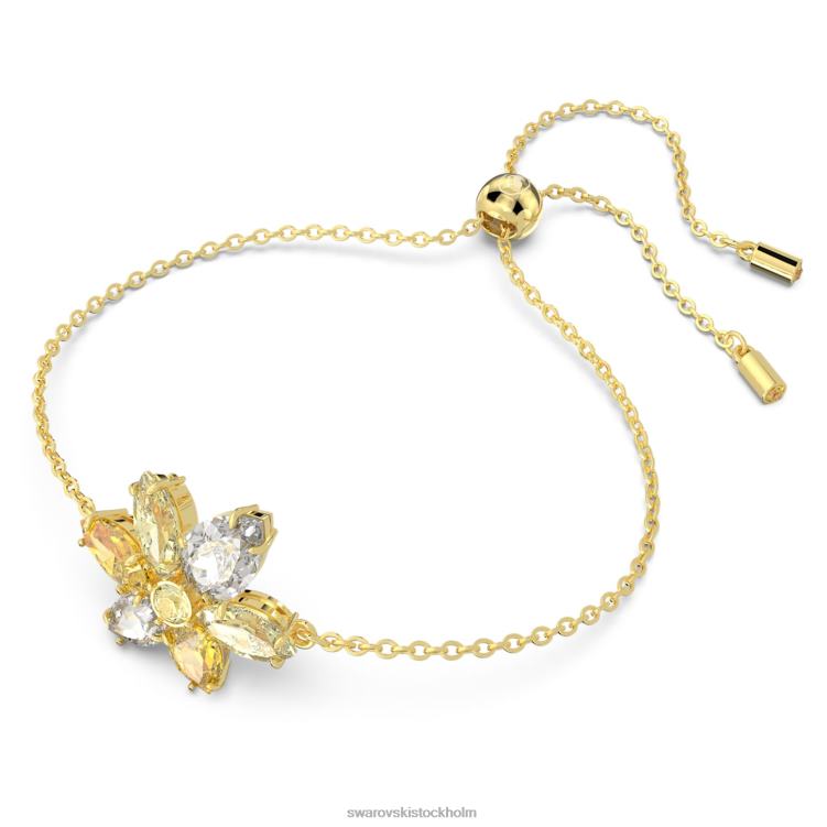 Swarovski gema armband P28L418 Smycken blandade snitt, blomma, gul, guldfärgad