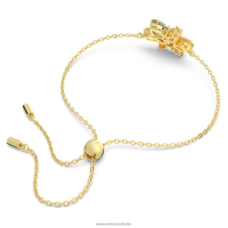 Swarovski gema armband P28L418 Smycken blandade snitt, blomma, gul, guldfärgad