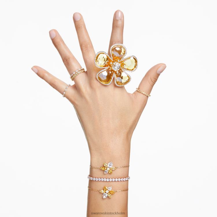 Swarovski gema armband P28L418 Smycken blandade snitt, blomma, gul, guldfärgad