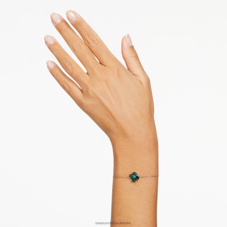 Swarovski idyllia armband P28L458 Smycken blandade snitt, klöver, grön, guldfärgad