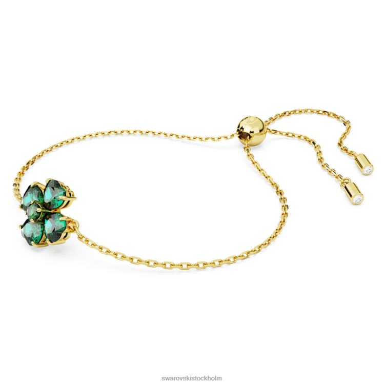 Swarovski idyllia armband P28L458 Smycken blandade snitt, klöver, grön, guldfärgad