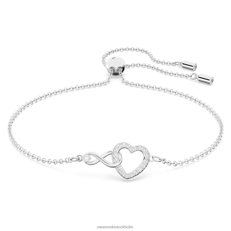 Swarovski infinity armband P28L435 Smycken oändlighet och hjärta, vit, rodiumpläterad