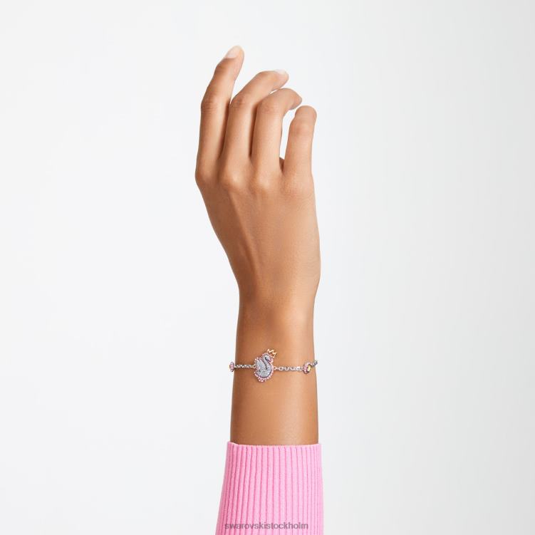 Swarovski pop svan armband P28L446 Smycken svan, rosa, rodiumpläterad