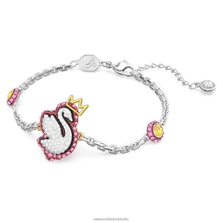 Swarovski pop svan armband P28L446 Smycken svan, rosa, rodiumpläterad
