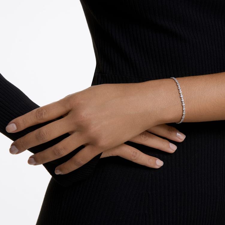 Swarovski subtilt trilogiarmband P28L419 Smycken rund skuren, vit, rodiumpläterad